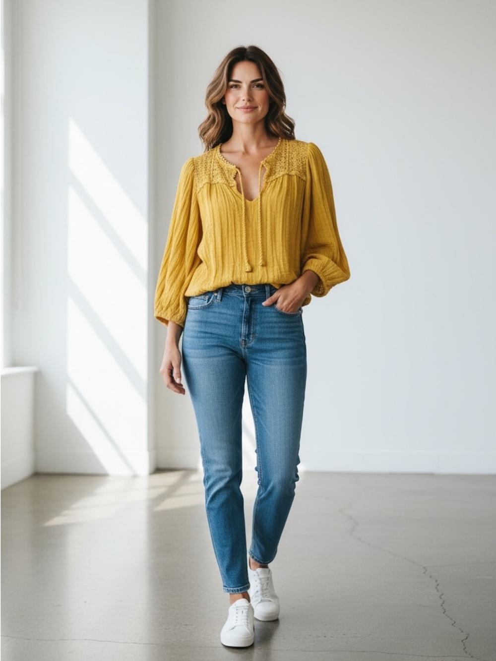 Jen's Pirate Booty Yellow Cotton Boho Pirate Core Blouse Size Small
